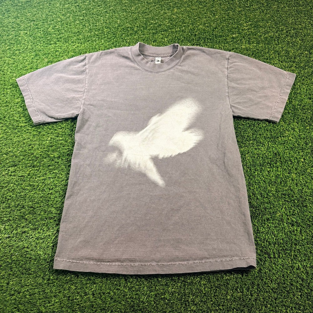 Los Angeles Apparel Dove Graphic T-Shirt Grey Garment Dye Mens Small Made in USA